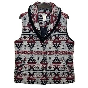 Duluth Trading Co Red and Black Patterned Vest